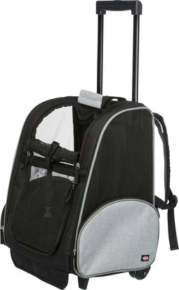 Trixie Reismand Trolley - Kleine Hond en Kat - Zwart Grijs - tot 8 kg - 36 x 27 x 50 cm