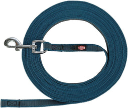 Trixie riem sleeplijn voor hond met rubber anti slip petrol blauw L/xl 15 mtr x 1,7 cm