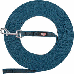 Trixie riem sleeplijn voor hond met rubber anti slip petrol blauw S/m 10 mtr x 1,5 cm
