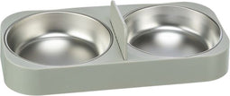 Trixie voerbak / drinkbak dubbel voor #24347 kunststof / rvs wit 32x16x5 cm 2x500 ml
