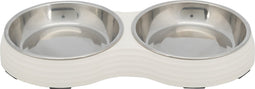 Trixie voerbak kat dubbel melamine / rvs wit 2x200 ml 27x14x3 cm