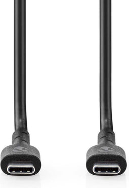 Nedis USB-Kabel - USB 2.0 - USB-C Male - USB-C Male - 240 W - 480 Mbps - Vernikkeld - 2.00 m - Rond - PVC - Zwart - Envelop