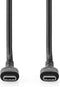 Nedis USB-Kabel - USB 2.0 - USB-C Male - USB-C Male - 240 W - 480 Mbps - Vernikkeld - 2.00 m - Rond - PVC - Zwart - Envelop