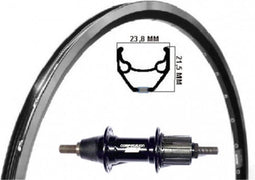 Kgs Achterwiel 28 inch (622) velg zwart/zilver cass 7sp vaste as