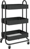 Trolley 3-laags 43x34x79 cm staal zwart