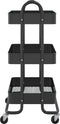 Trolley 3-laags 43x34x79 cm staal zwart