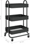 Trolley 3-laags 43x34x79 cm staal zwart