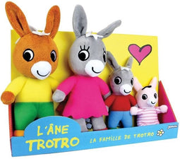 Trotro en Familie Pluche Doos +/- 15 cm - JEMINI - Trotro, zijn moeder, zijn vader en zijn zusje.