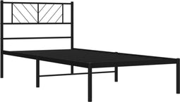 vidaXL - Bedframe - met - hoofdbord - metaal - zwart - 107x203 - cm