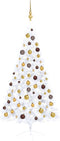 vidaXL - Kunstkerstboom - met - verlichting - en - kerstballen - half - 150 - cm - wit