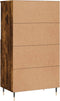 vidaXL - Hoge - kast - 60x36x110 - cm - bewerkt - hout - gerookt - eikenkleurig