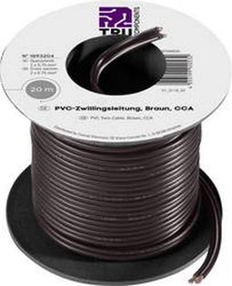 TRU COMPONENTS 1570890 Draad 2 x 0.75 mm² Zwart 20 m