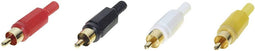 TRU COMPONENTS 1601057 Cinch-connector Stekker, recht Aantal polen: 2 Mono Rood, Zwart, Geel, Wit 4 stuk(s)