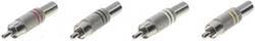 TRU COMPONENTS 1601058 Cinch-connector Stekker, recht Aantal polen: 2 Mono Rood, Zwart, Geel, Wit 4 stuk(s)
