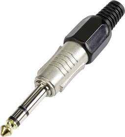 TRU COMPONENTS 595211 Jackplug 6.35 mm Stekker, recht Aantal polen: 3 Stereo Zilver 1 stuk(s)