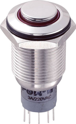 TRU COMPONENTS 701781 LAS2GQH-22E/R/12V/S/P Vandalismebestendige druktoets 250 V/AC 3 A 2x aan/(aan) Moment Rood IP65 1