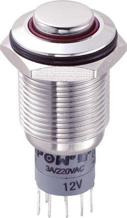 TRU COMPONENTS 701873 LAS2GQH-22ZE/R/12V/S/P Vandalismebestendige drukschakelaar 250 V/AC 3 A 2x aan/aan Continu Rood 1