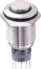 TRU COMPONENTS 701885 LAS2GQH-22ZE/G/12V/S/P Vandalismebestendige drukschakelaar 250 V/AC 3 A 2x aan/aan Continu Groen