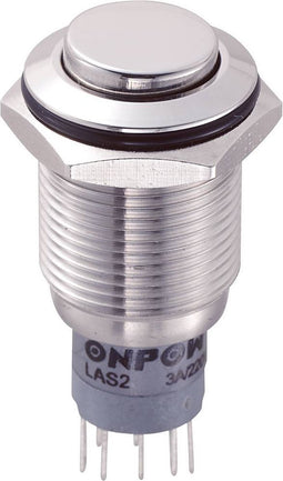 TRU COMPONENTS 701920 LAS2GQH-22/S/P Vandalismebestendige druktoets 250 V/AC 3 A 2x aan/(aan) Moment 1 stuk(s)