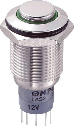 TRU COMPONENTS 701933 LAS2GQH-11E/G/12V/S/P Vandalismebestendige druktoets 250 V/AC 3 A 1x aan/(aan) Moment Groen 1 stu