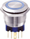 TRU COMPONENTS 701965 GQ22-11E/B/12V Vandalismebestendige druktoets 250 V/AC 5 A 1x aan/(aan) Moment Blauw IP65 1 stuk(
