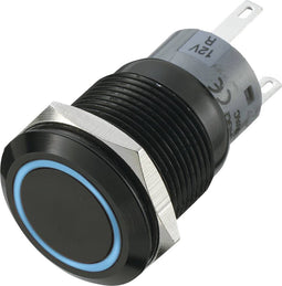 TRU COMPONENTS 702182 LAS1-AGQ-11E/B Vandalismebestendige druktoets 250 V/AC 5 A 1x uit/(aan) Moment Blauw (Ø x l) 22 m
