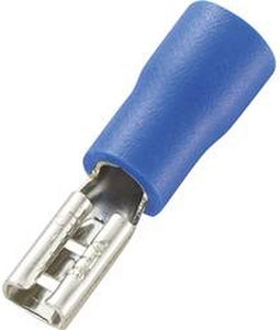 TRU COMPONENTS 737443 Platte stekker (female) Insteekbreedte: 2.8 mm Insteekdikte: 0.8 mm 180 ° Deels geïsoleerd Blauw