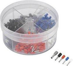 TRU COMPONENTS 739872 Assortiment adereindhulzen 0.5 mm², 0.75 mm², 1 mm², 1.5 mm², 2.5 mm² Deels geïsoleerd Wit, Blauw