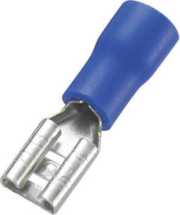 TRU COMPONENTS 745180 Platte stekker (female) Insteekbreedte: 4.8 mm Insteekdikte: 0.8 mm 180 ° Deels geïsoleerd Blauw