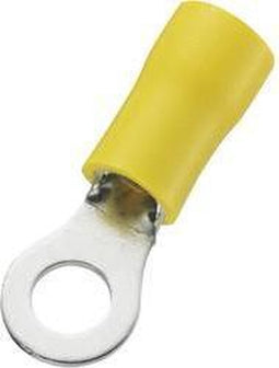 TRU COMPONENTS 746621 Ringkabelschoen Dwarsdoorsnede (max.): 6 mm² Gat diameter: 5.3 mm Deels geïsoleerd Geel 50 stuk(s