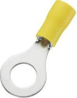 TRU COMPONENTS 746750 Ringkabelschoen Dwarsdoorsnede (max.): 6 mm² Gat diameter: 8.4 mm Deels geïsoleerd Geel 50 stuk(s