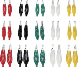 TRU COMPONENTS 93038C196 Krokodillenklemmen-set Zwart, Rood, Wit, Groen, Geel 30 stuk(s)