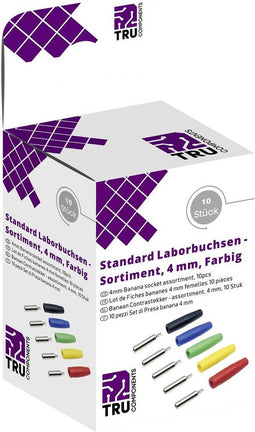TRU COMPONENTS Assortiment laboratoriumconnectoren Koppeling, recht Zwart, Rood, Blauw, Geel, Groen 10 onderdelen