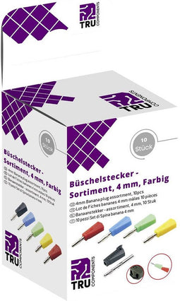 TRU COMPONENTS Assortiment laboratoriumconnectoren Stekker, recht Stift-Ø: 4 mm Zwart, Rood, Blauw, Geel, Groen 10 onde
