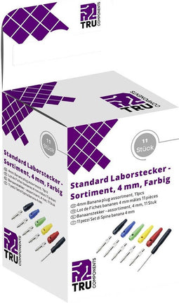 TRU COMPONENTS Assortiment laboratoriumconnectoren Stekker, recht Stift-Ø: 4 mm Zwart, Rood, Blauw, Geel, Groen 10 onde