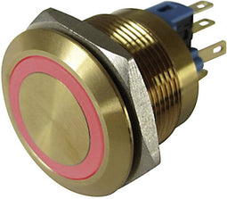 TRU COMPONENTS GQ22-11E/R/12V/G Vandalismebestendige druktoets 250 V/AC 3 A 1x uit/(aan) Moment Rood IP65 1 stuk(s)