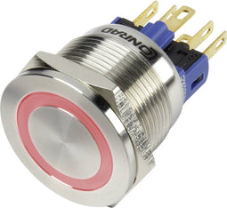 TRU COMPONENTS GQ22S-11E/R/12V Vandalismebestendige druktoets 250 V/AC 3 A 1x uit/(aan) Moment Rood IP65 1 stuk(s)