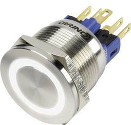 TRU COMPONENTS GQ22S-11E/W/12V Vandalismebestendige druktoets 250 V/AC 3 A 1x uit/(aan) Moment Wit IP65 1 stuk(s)