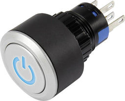TRU COMPONENTS LAS1-AWY-11T/B/12V/P Druktoets 250 V/AC 3 A 1x uit/(aan) Moment Blauw IP65 1 stuk(s)