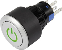 TRU COMPONENTS LAS1-AWY-11T/G/12V/P Druktoets 250 V/AC 3 A 1x uit/(aan) Moment Groen IP65 1 stuk(s)