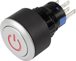 TRU COMPONENTS LAS1-AWY-11T/R/12V/P Druktoets 250 V/AC 3 A 1x uit/(aan) Moment Rood IP65 1 stuk(s)