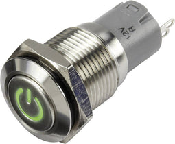 TRU COMPONENTS LAS2GQF-11DT/G/12V/S/P Druktoets 48 V/DC 2 A 1x uit/(aan) Moment Groen IP65 1 stuk(s)