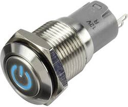 TRU COMPONENTS LAS2GQF-11ZDT/B/12V/S/P Drukschakelaar 48 V/DC 2 A 1x aan/aan Continu Blauw IP65 1 stuk(s)