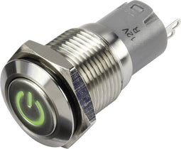 TRU COMPONENTS LAS2GQF-11ZDT/G/12V/S/P Drukschakelaar 48 V/DC 2 A 1x aan/aan Continu Groen IP65 1 stuk(s)