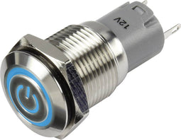 TRU COMPONENTS LAS2GQF-11ZET/B/12V/S/P Drukschakelaar 48 V/DC 2 A 1x aan/aan Continu Blauw IP65 1 stuk(s)