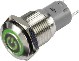 TRU COMPONENTS LAS2GQF-11ZET/G/12V/S/P Drukschakelaar 48 V/DC 2 A 1x aan/aan Continu Groen IP65 1 stuk(s)