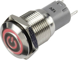 TRU COMPONENTS LAS2GQF-11ZET/R/12V/S/P Drukschakelaar 48 V/DC 2 A 1x aan/aan Continu Rood IP65 1 stuk(s)