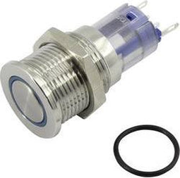 TRU COMPONENTS LAS2GQPF-11E/B/12V/S/P Vandalismebestendige druktoets 48 V/DC 2 A 1x uit/(aan) Moment Blauw IP65 1 stuk(