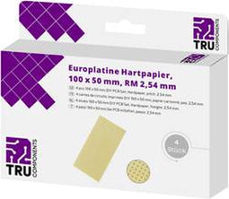 TRU COMPONENTS Printplaat Zonder Cu-laag Hardpapier (l x b) 100 mm x 50 mm 35 µm Rastermaat 2.54 mm Inhoud 4 stuk(s)