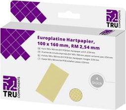 TRU COMPONENTS Printplaat Zonder Cu-laag Hardpapier (l x b) 160 mm x 100 mm 35 µm Rastermaat 2.54 mm Inhoud 4 stuk(s)